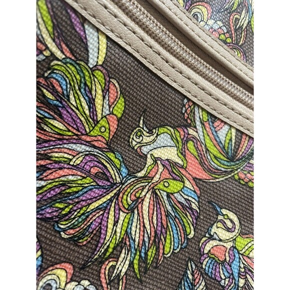 SakRoots Multicolor Bird Floral Crossbody Bag Purse Tan Adjustable Strap Brown - Picture 14 of 16